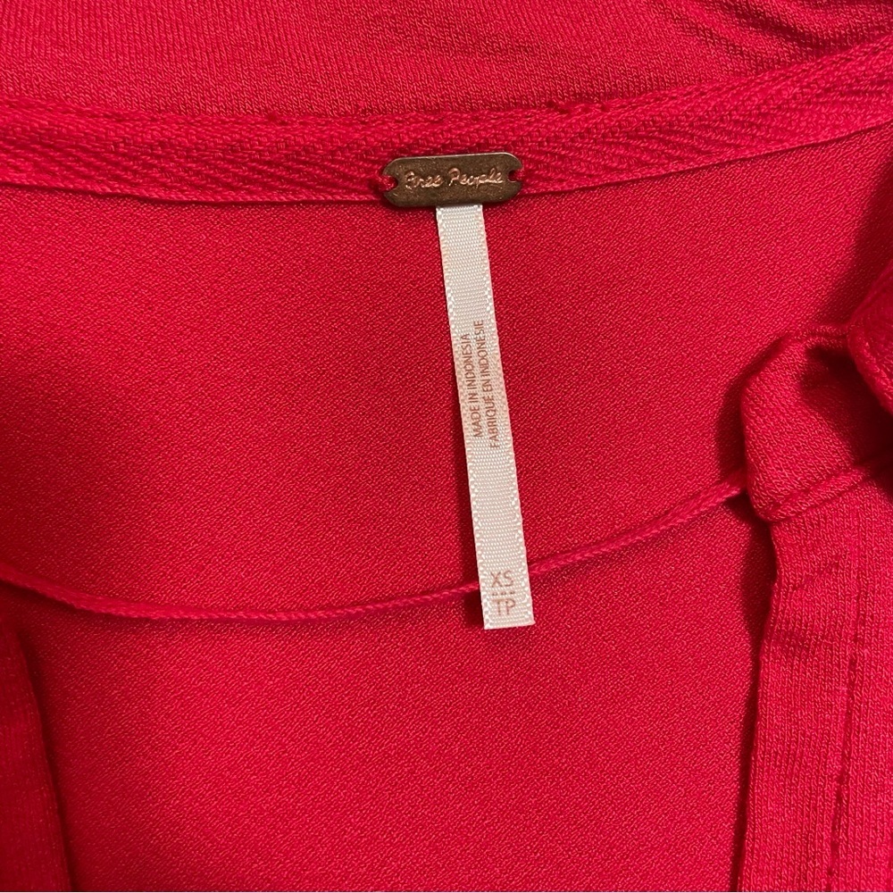 NWT New Free People Molly Red Ribbed Short Sleeve Surplice Top Size XS - Picture 7 of 15